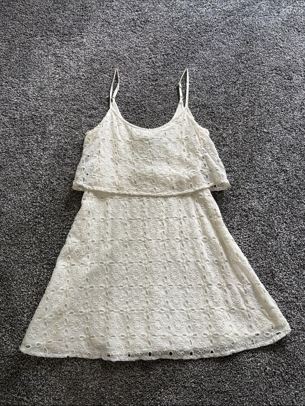 Abercrombie & Fitch White Eyelet Spaghetti Strap Mini Dress